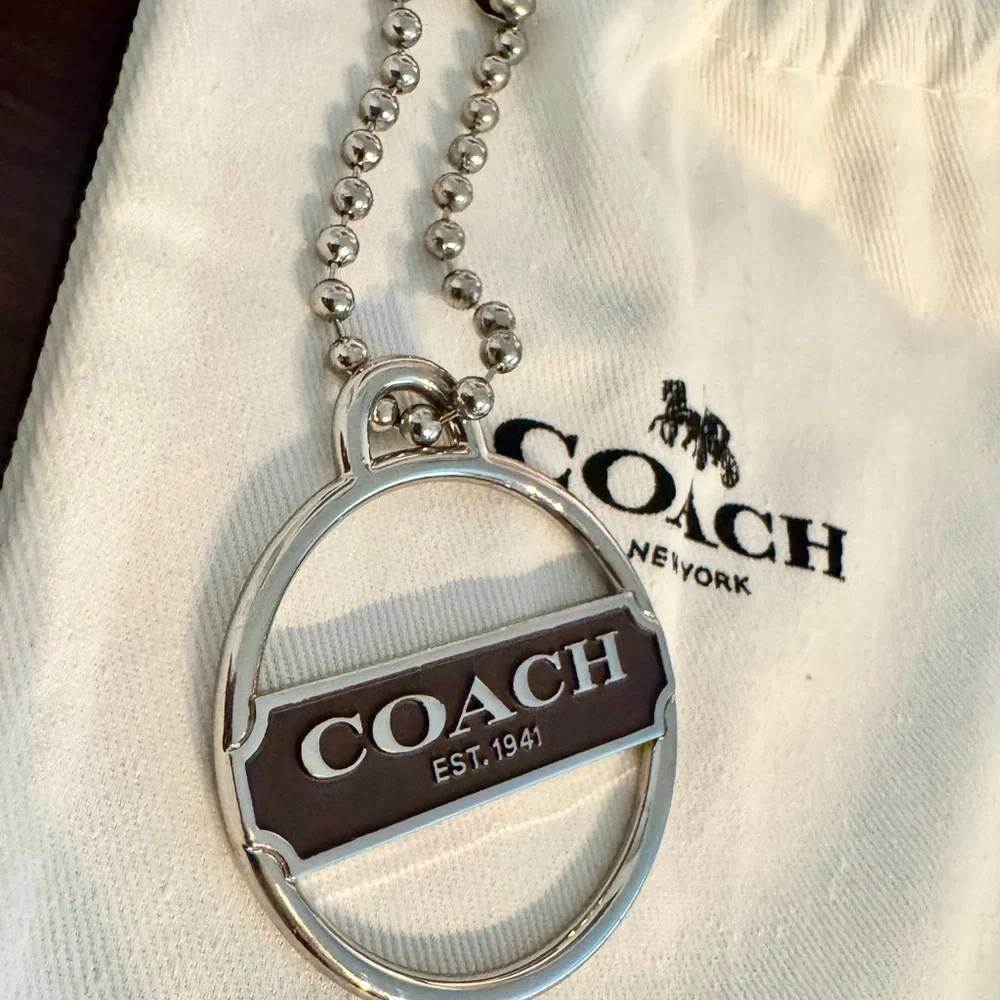 Coach Vintage Poppy Round Enamel Logo Bag Charm with Dust Bag
